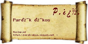 Parák Ákos névjegykártya